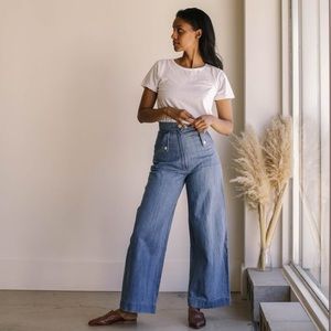 NWT Ilana Kohn Mia Pant Faded Denim Sz 6